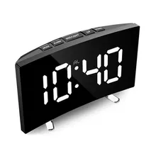 Reloj Despertador Digital Reloj con espejo y luz LED multifunción posponer y visualización de hora noche LCD de mesa de luz de escritorio Reloj Despertador de Cable USB