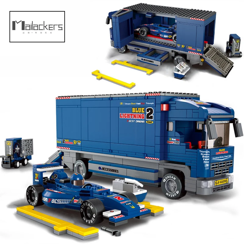 Mailackers Technical F1 Transporter Car Trucks Bricks City Vehicle Pickup Heavy Cargo Transport Model Building Block Set Toy | Игрушки и
