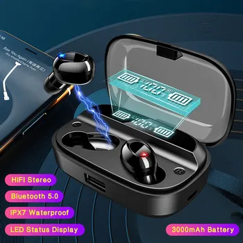 

TWS Wireless Bluetooth 5.0 In-earphones LED Display HIFI Stereo Earphones Earbuds Touch IPX7 HD Talking With 3000mAh Battery