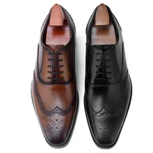 2019 Handmade Designer Fashion Oxford Shoes Luxury Wedding Male Brogue Shoes Genuine Leather Vintage Men Dress Shoes 2019 Handmade Designer Fashion Oxford Shoes Luxury Wedding Male Brogue Shoes Genuine Leather Vintage Men Dress Shoes