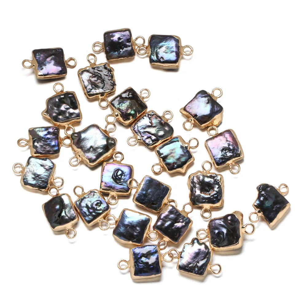 

Natural Freshwater Pearl Pendant Square Double Hole Connector Pendants for Jewelry Making Supplies Bracelet Earrings Accessories
