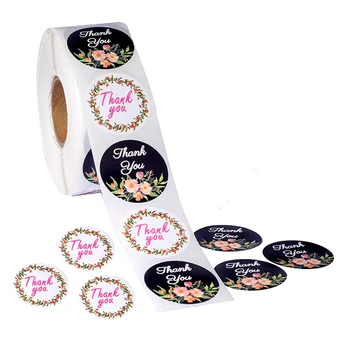 

Wreath Flower Thank You Stickers Seal Labels Scrapbooking Sealing Envelopes Gift Packaging Business Use Bridal Wedding Showers