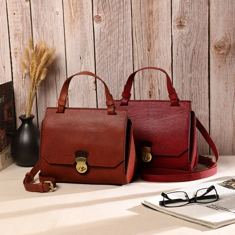 

Big Bag Women's 2019 Autumn And Winter New Style Handmade WOMEN'S Leather Bags Full-grain Leather Retro Crossbody Bag Handbag