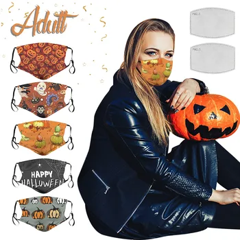 

Adjustable Halloween Print Cotton Scratc Protective Washable Mask With Filter Mascarilla Reutilizable Masques Lavable Mascherin