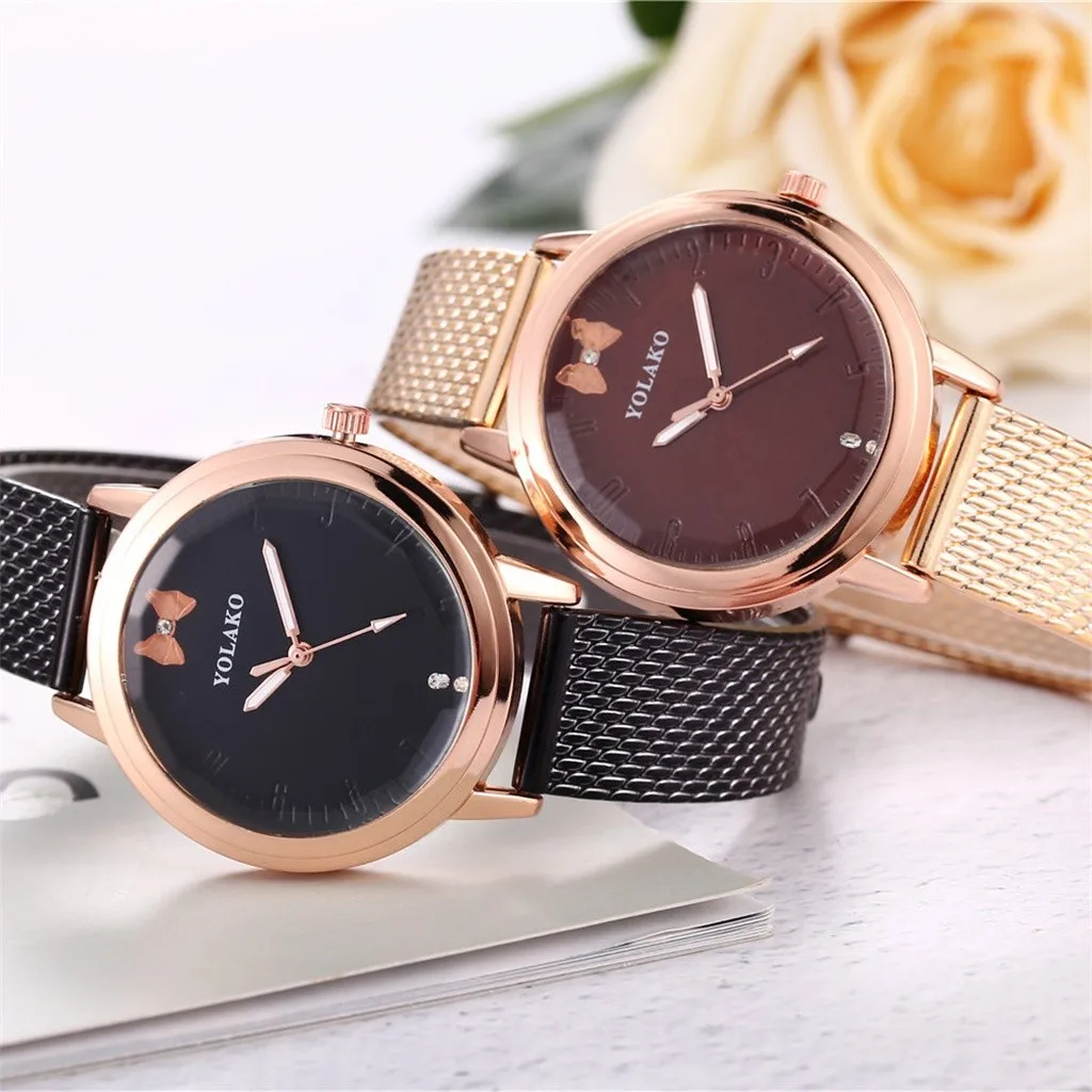 

Girl's New Personality PVC Strap Decorative Watch Female Bow Quartz Casual Watches Buckle Clasp Watch montre femme FJSL