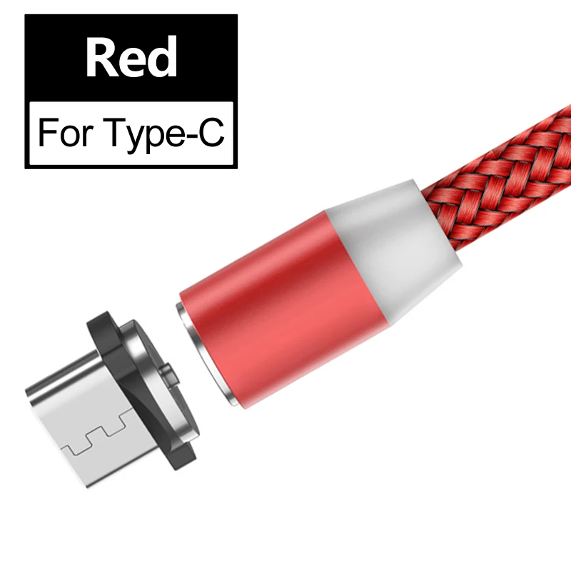 Светодиодный магнитный usb-кабель Магнитный USB type C Micro usb IOS для iPhone Xs Xr X 8 7 6 Plus 5 SE huawei Xiaomi samsung Быстрая зарядка - Цвет: Red Type-C Cable