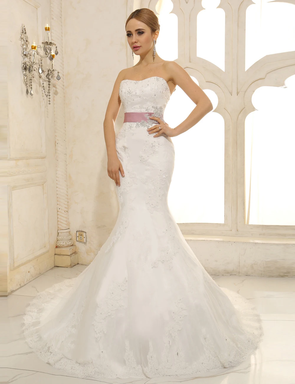 Vestido De Noiva Renda Sweetheart White Lace Wedding Dress Mermaid Trouwjurken Met Riem Bruidsjurken Casamento Vestido De Noiva Renda Sweetheart White Lace Wedding Dress Mermaid Trouwjurken Met Riem Bruidsjurken Casamento