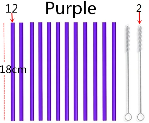 12 purple 2brush 1 2 шт синие согнутые Соломинки+ 2 шт Чистящая Щетка прозрачный согнутый 18 см "х 8 мм-идеальная многоразовая соломинка для смузи, чая, сока - Цвет: 12 purple 2brush
