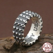 Стерлинговое Серебро S925, мужское кольцо, индивидуальная мода, классические ювелирные изделия, в стиле панк, Резные буквы, простой стиль, чтобы отправить подарок