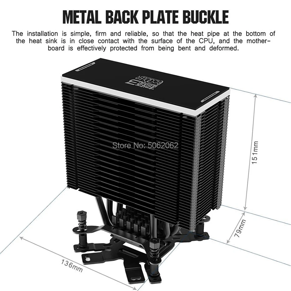 Pccooler GI-D56A 5 тепловым стержнем heat pipe Процессор охладитель 12 см Addressable RGB вентилятор с ШИМ-управлением для Intel 115X2011 1366 2066 AMD AM4 компьютер Процессор охлаждения