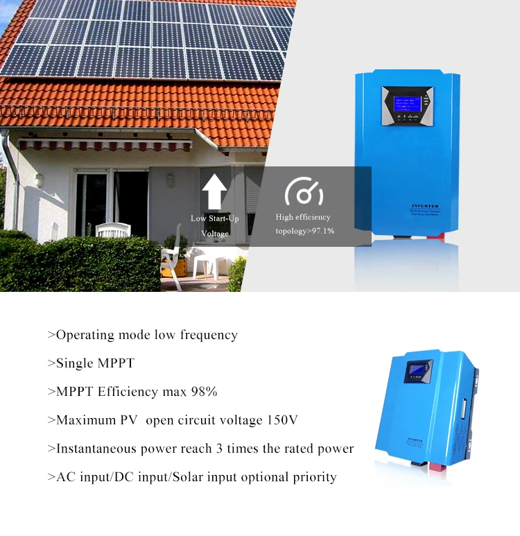 1KW 2KW 3KW 5KW 6KW 8KW 10KW off grid single phase Solar Inverter 12V 24V 48VDC & MPPT Solar Charge Controller 40A ~ 120A