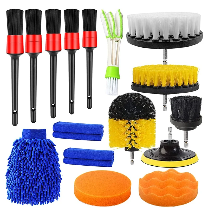 16 Pcs Car Cleaning Brush Detailing Brush Set Dirt Dust Clean Brushes