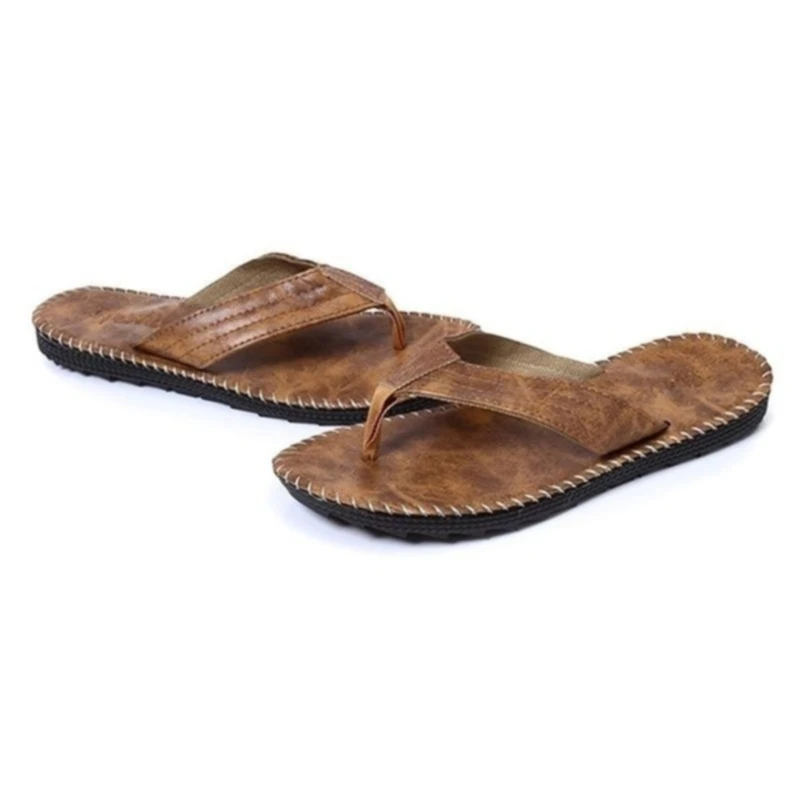 Men Flip Flops Summer British Wind Sandals Non-slip Thick Bottom Flat Heel Beach Shoes Casual Fashion Sideline Slippers