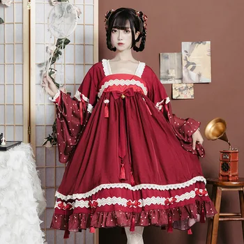 

New Japanese style dress Japanese elements pink cute girl sweet skirt Lolita series costume cosplay series costume