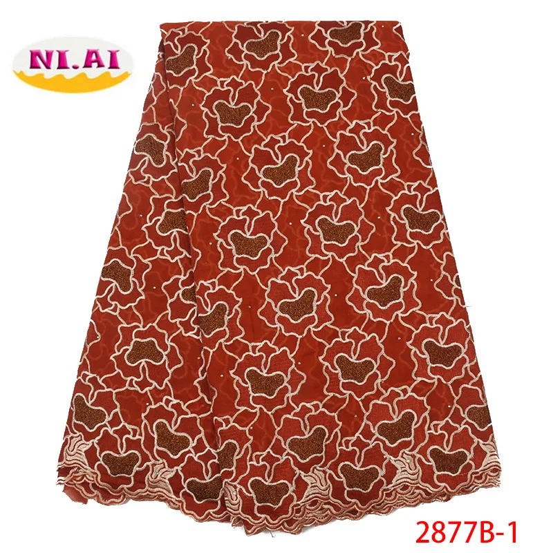 

NIAI Wine Hot Sale Nigerian Lace Fabrics Fashion African Kano cotton Swiss Voile Lace In Switzerland High Quality Lace XY2877B-1