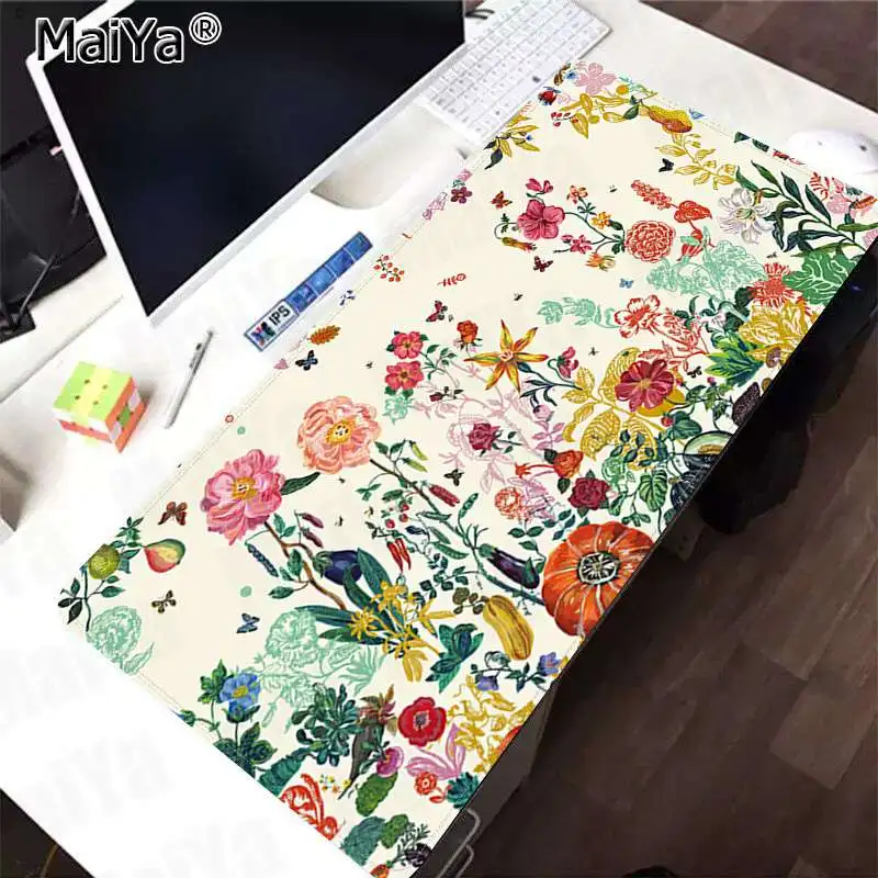 Подарочный коврик Maiya Boy с цветочным узором, прочный резиновый коврик для мыши, коврик для большой мыши, коврик для клавиатуры - Цвет: Lock Edge 30x80cm