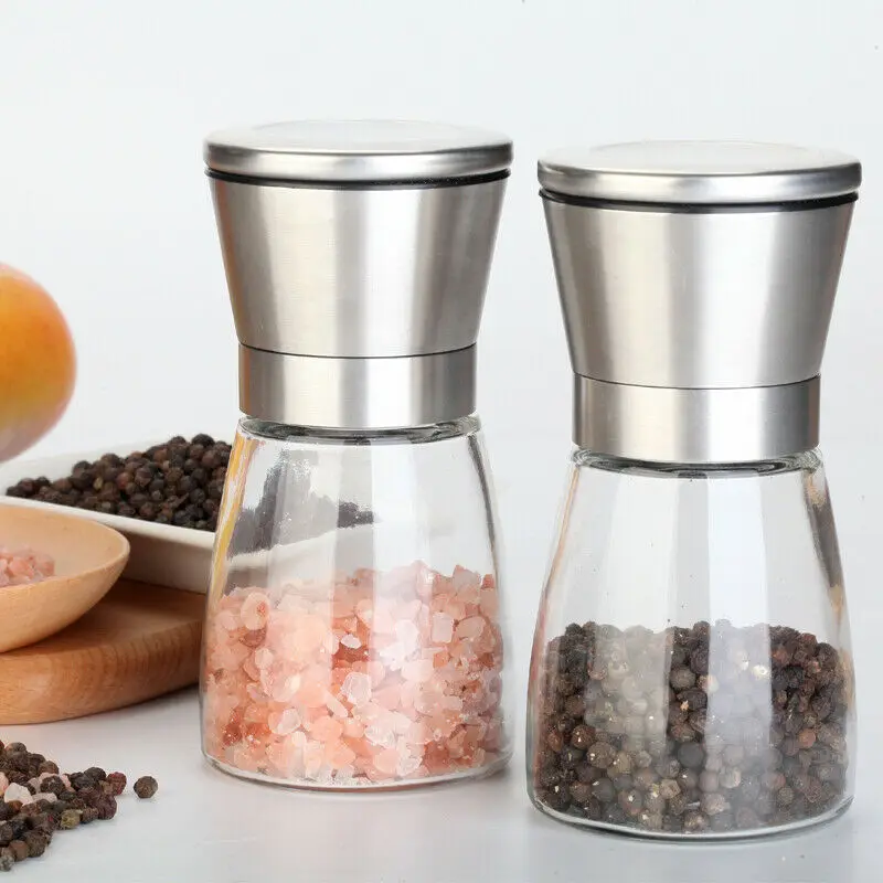 

Kitchen Grinder Manual Salt and Pepper Grinder Set 1 Shakers Spices Mill Crusher Stainless Steel 3Grade Kitchen Tools