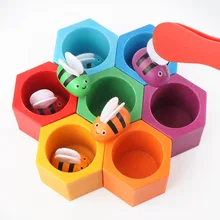 Bee Fang Spiel Farbe Klassifizierung Übung Baby Hand Bewegungen Baby Spielzeug für Kinder Aus Holz Pädagogisches Spielzeug(China)