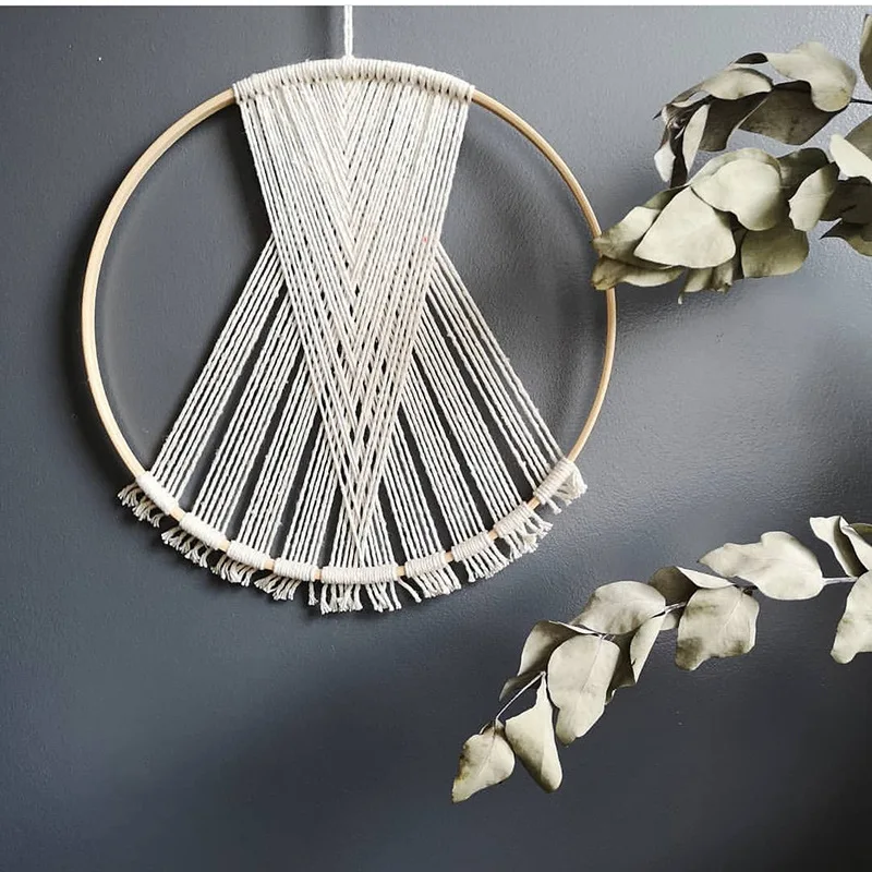 

Cotton Tapestry Handmade Dreamcatcher Bohemian Style Hangings Woven Tassel with Macrame Home Hanging Decoration