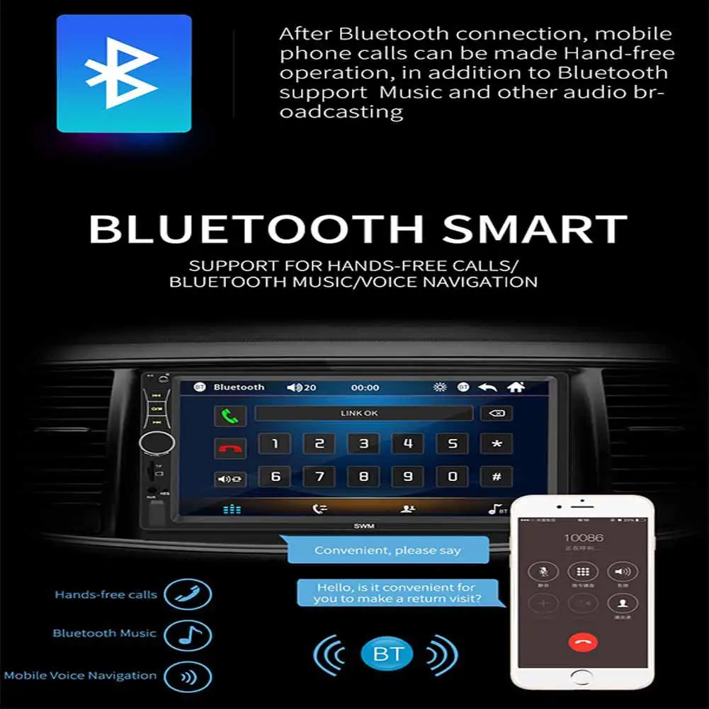 7 дюймов Автомагнитола автомобильный мультимедийный плеер MP5 плеер HD Bluetooth Usb флэш-накопитель для телефона Соединительный MP3 плеер радио