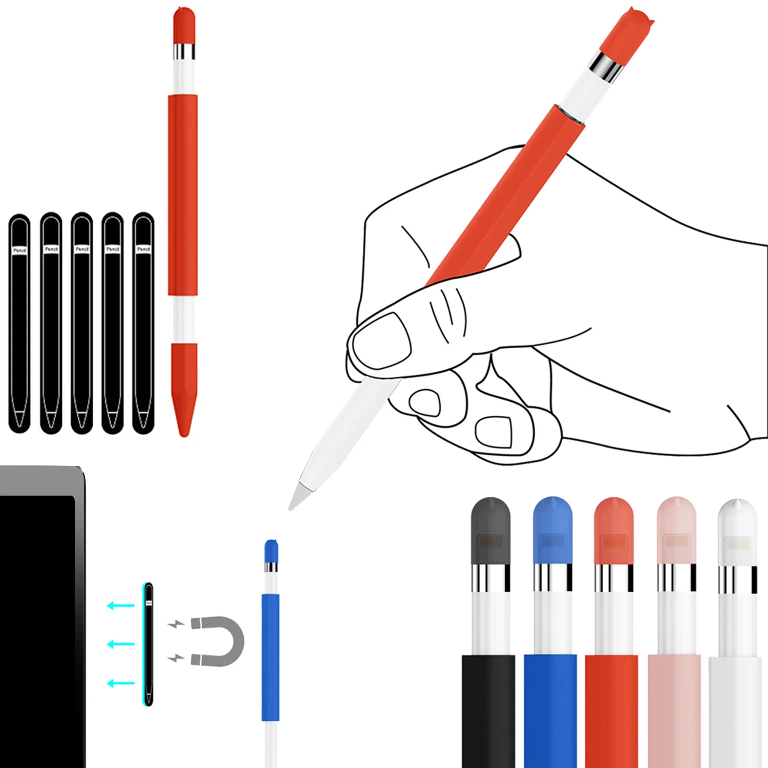 Мягкий силиконовый магнитный держатель защитный чехол с колпачком пером для Apple