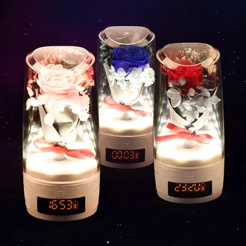 

Fashion USB Rechargeable Wireless Bluetooth Speaker with Night Light Alarm Clock for Birthday Valentines Anniversary Gift