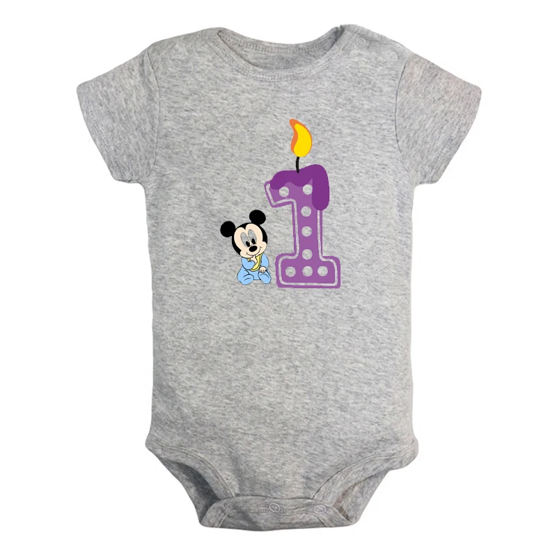 ifBaby2807G Я 1 год, милый утенок, 1 день рождения, свеча, Одежда для новорожденных мальчиков и девочек, комбинезон с короткими рукавами, комбинезон, одежда, подарок - Цвет: ifBaby2807G