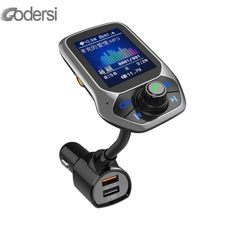 Bluetooth автомобильный комплект беспроводной Bluetooth набор громкой связи USB порт QC3.0 Быстрая зарядка цветной экран fm-передатчик MP3 музыкальный плеер