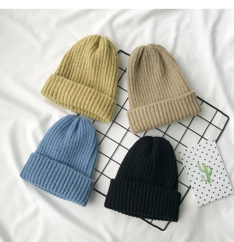 Южная Корея осень и зима новая Ретро одноцветная шерстяная шапка мужская и женская теплая Повседневная вязаная шапка