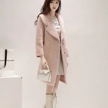 

2020 New Natural Shearling Mid-long Coats Women Real Fur Coat Plus Size Sheepskin Jacket Elegant Lamb Fur Overcoat Q306