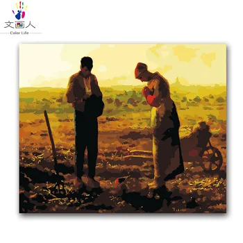 

figure scenery Millet curfew oil painting coloring pictures by numbers with kits on canvas paint by the bumber for wall decor