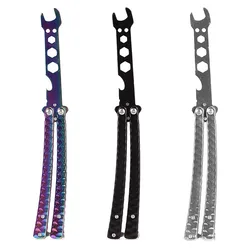 Llave de cuchillo de mariposa plegable de Metal, juego portátil para exteriores, llave de seguridad para entrenador, herramientas para abrebotellas, llave multifunción