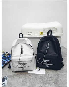 

2019 New Fashion Women Travel School Canvas Chain Leisure Storage Bag Letter Print Large Breathable Bag Trend Organizer bag