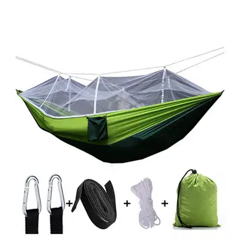 

Portable High Strength Parachute Fabric Camping Travel Survival Hammock Hanging Bed With Mosquito Net Sleeping Hammock Travel U3