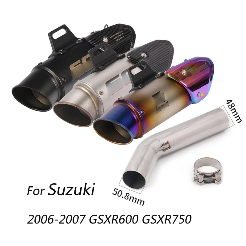

For 2006-2007 Suzuki GSXR600 GSXR750 Motorcycle Exhaust Pipe Mid Slip On 51 mm Escape No Db Killer Delete Replace Catalyst