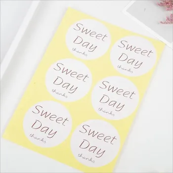 

60pcs/lot Round Sweet Sticker Labels White Paper Scrapbooks Stickers Thanks Enjoy Label Sealing For Box Gift Cup