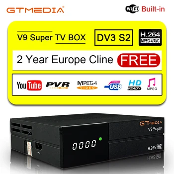 

1080P Full HD GT Media V9 Super European TV line, 2 years satellite TV receiver H.265 WIFI same DVB-S2 GTmedia V8 NOVA receiver