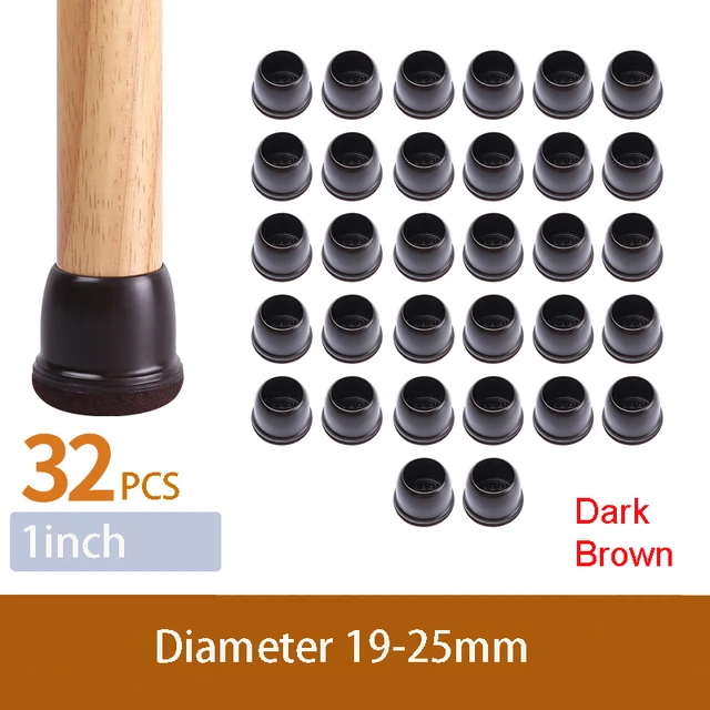 32PCS Table Chair Leg Floor Caps Cover Protectors Non Slip Square TPR Furniture Glides Feet Felt Pads Hardwood Floors Protector Diameter 19-25mm