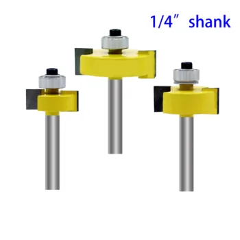 

1 set 3pc 1/4" Shank T type bearings wood milling cutter Industrial Grade Rabbeting Bit woodworking tool router bits for wood