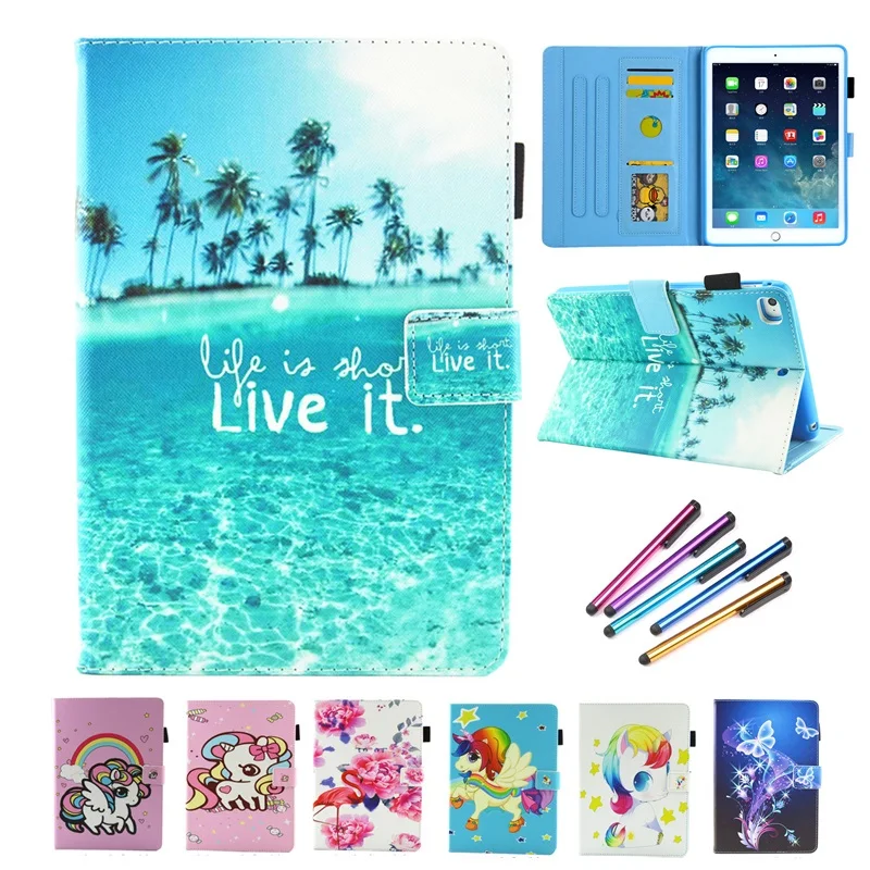 Чехол для iPad Mini, чехол с мультяшным единорогом, пляжный, PU, флип, кожаный чехол, чехол для iPad Mini5 Mini 4 3 2 1, чехол s Funda