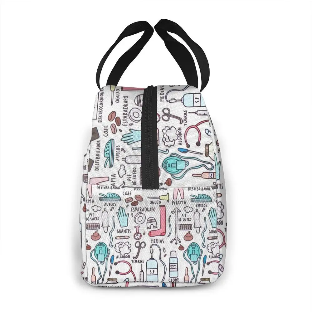 Travel Nurse Bag Insulated Lunch Bags Women Cartoon Nurse Print Food Case Cooler Warm Bento Box for Kids Lunch Box for School