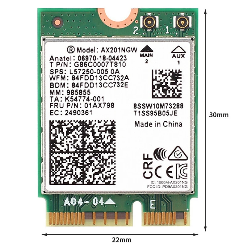 Двухдиапазонный беспроводной адаптер 2,4 Гбит/с для Intel Ax201 Ax201NGW NGFF 802.11Ac/AxM.2 ключ E Wifi BT 5,0 сетевая карта с антеннами
