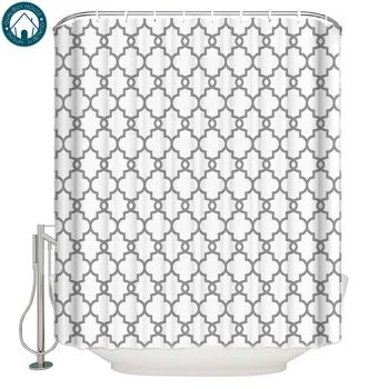 

Moroccan White And Black Pattern Shower Curtain Waterproof Bathroom Curtain