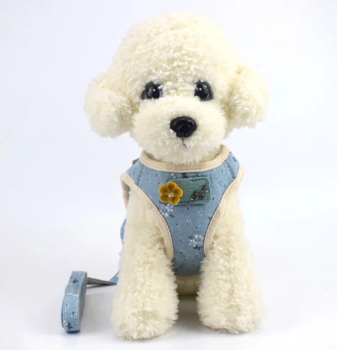 Blue flower Поводок для собак, кошек, поводок, дышащий жилет для домашних животных, удобный маленький средний нагрудный ремень для кошек, собак, безопасная Тяговая веревка, товары для домашних животных - Цвет: Blue flower