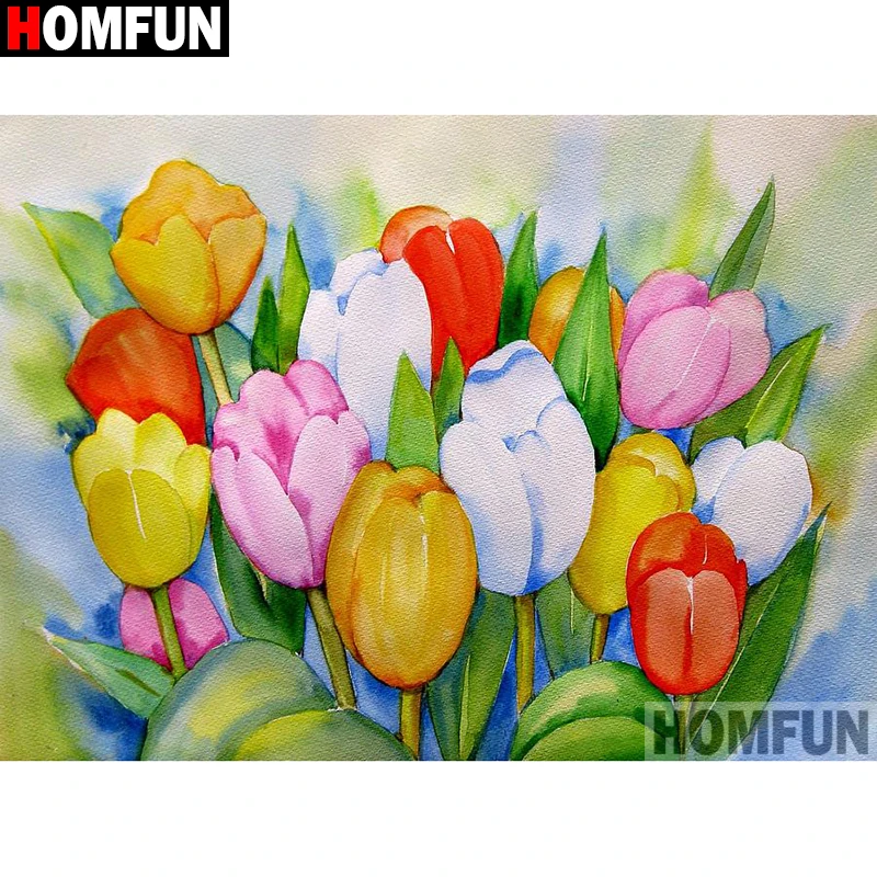 

HOMFUN Paint With Diamond Embroidery "Flower landscape" Diamond Painting Full Square Round Picture Of Rhinestone Decor A26969