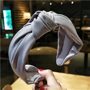 gray Поставка тканей узел винтажные женские повязки для волос широкие повязки для девушек женские аксессуары для волос - Цвет: gray