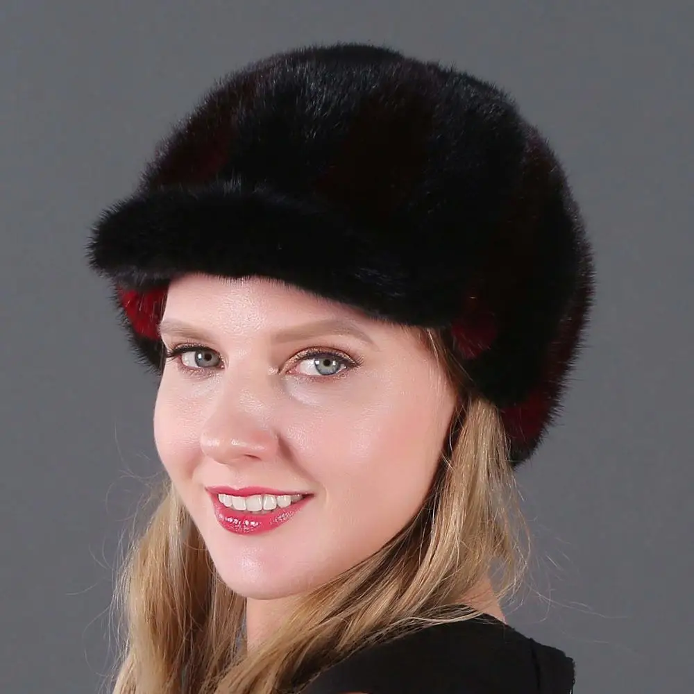 Бренд Хепберн, женская шапка из меха кролика Рекс, осенне-зимняя теплая вязаная шапка, женская шапка Skullies Beanie, Женская Толстая шапка - Color: color6