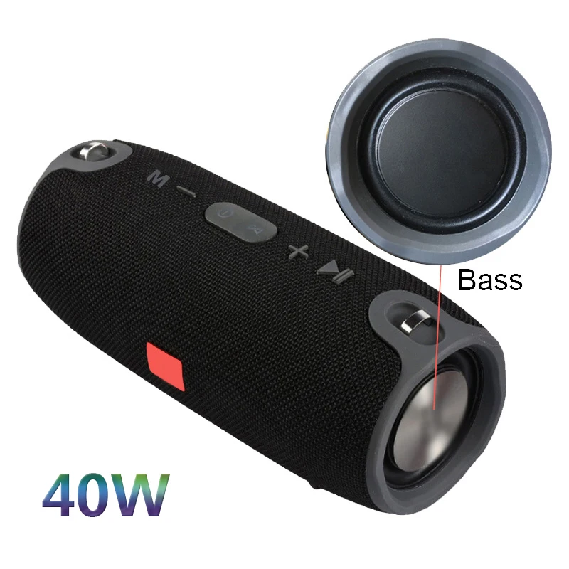Altavoz Bluetooth inalámbrico con Radio FM, columna portátil a prueba de agua, Subwoofer estéreo con Supergraves, caja de sonido para PC, BT, AUX, TF, 40W
