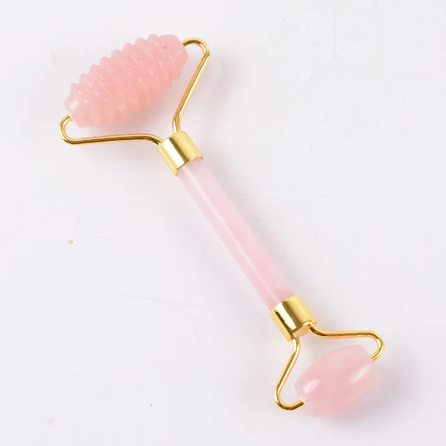 Wholesale Acupuncture Massager Sawtooth Jade Roller Face Care Massage Tool Natural Rose Quartz Stone Gua Sha Health Neck Relax 1 pcs rose quartz