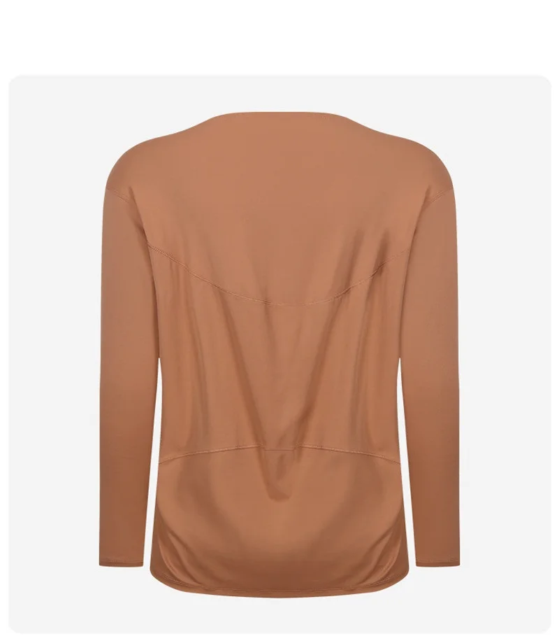 Lulu Fitness Women Long Sleeve Yoga Shirt Female Sport Yoga Top Slim Gym Clothing Solid Color Loose Casual Plus Size Breathable